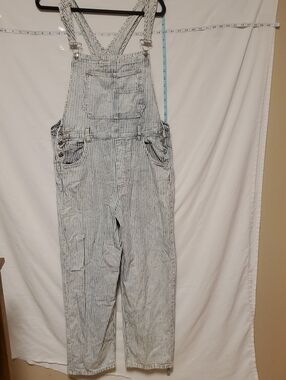 We The Free Blue White RR Striped Overalls Lg Fun Casual Fall School Events